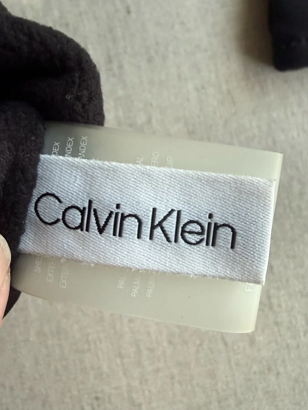 Calvin Klein Black Fleece-Lined Gloves Women’s Size S/M Faux Leather Palm Patch
